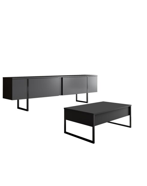 Set de muebles de salón Luxe Set antracita y negro - 180x30x47 cm/90x39x40 cm