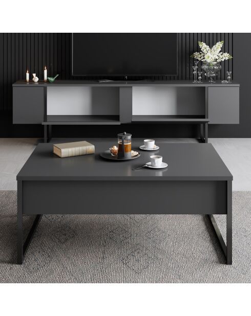 Set de muebles de salón Luxe Set antracita y negro - 180x30x47 cm/90x39x40 cm