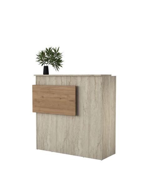 Mesa de recepción MA105 - 4745 travertin/nogal - 110x110x40 cm