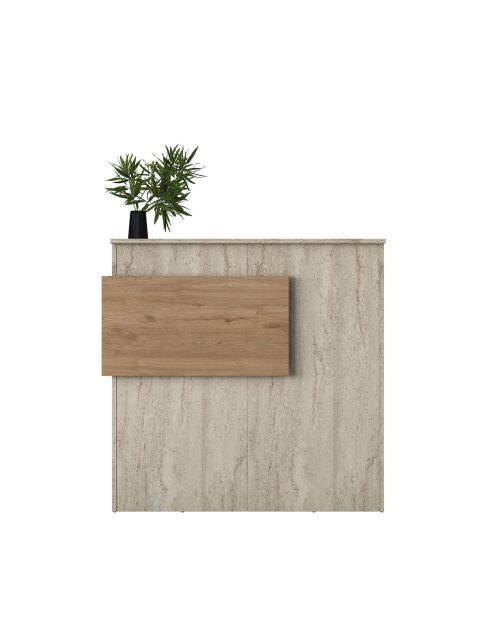 Mesa de recepción MA105 - 4745 travertin/nogal - 110x110x40 cm