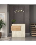 Mesa de recepción MA105 - 4745 travertin/nogal - 110x110x40 cm