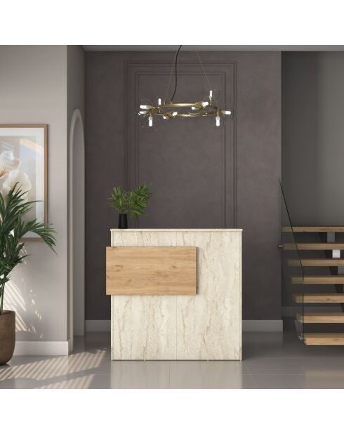 Mesa de recepción MA105 - 4745 travertin/nogal - 110x110x40 cm