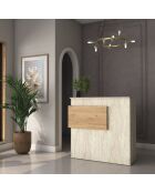 Mesa de recepción MA105 - 4745 travertin/nogal - 110x110x40 cm