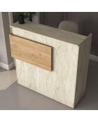 Mesa de recepción MA105 - 4745 travertin/nogal - 110x110x40 cm