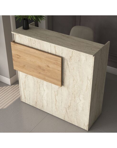 Mesa de recepción MA105 - 4745 travertin/nogal - 110x110x40 cm