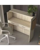 Mesa de recepción MA105 - 4745 travertin/nogal - 110x110x40 cm