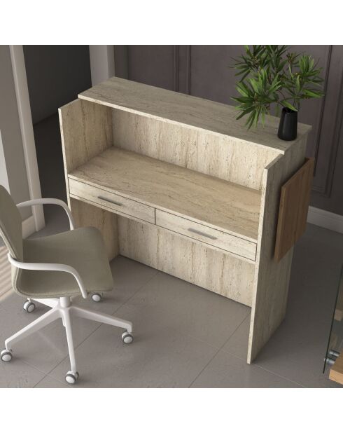 Mesa de recepción MA105 - 4745 travertin/nogal - 110x110x40 cm