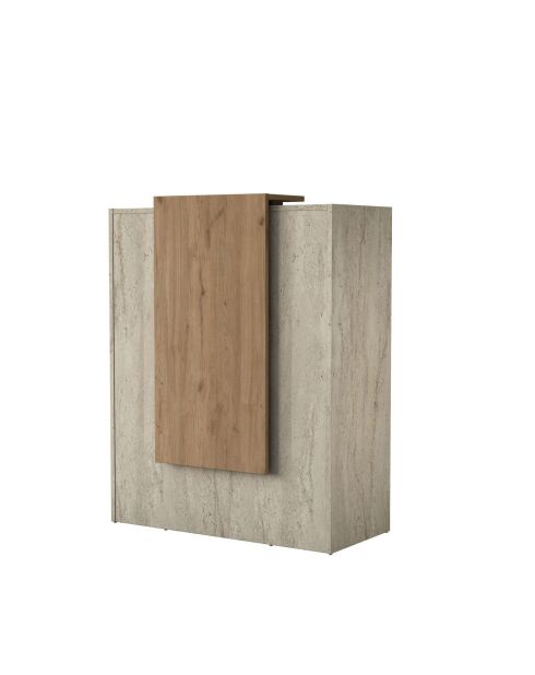 Table de réception MA104 - 4748 travertin/noyer - 90x110x40 cm