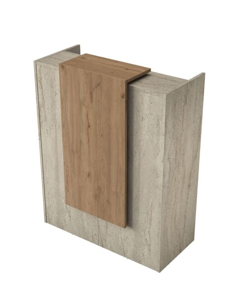 Table de réception MA104 - 4748 travertin/noyer - 90x110x40 cm
