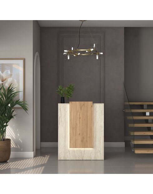 Table de réception MA104 - 4748 travertin/noyer - 90x110x40 cm