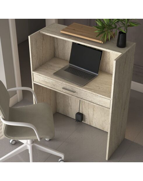 Table de réception MA104 - 4748 travertin/noyer - 90x110x40 cm