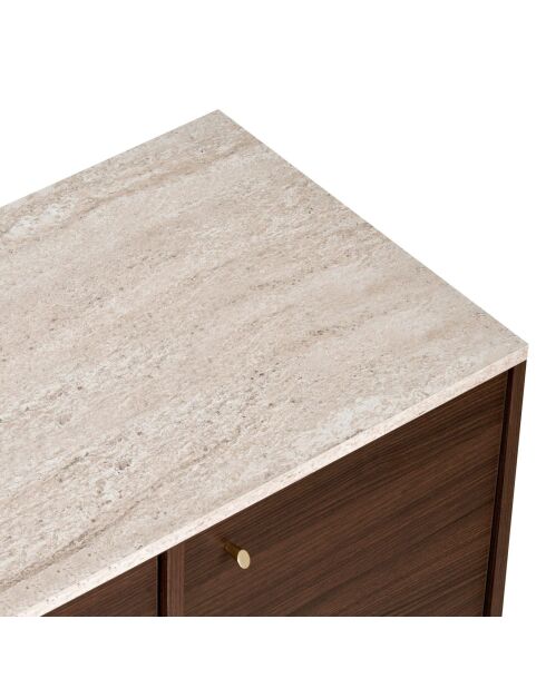 Console in travertijn/Milan notenhout in Varen - 180x82x45 cm