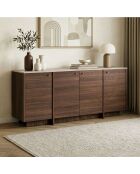 Console in travertijn/Milan notenhout in Varen - 180x82x45 cm