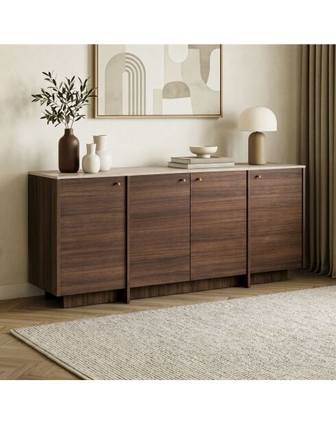 Console in travertijn/Milan notenhout in Varen - 180x82x45 cm