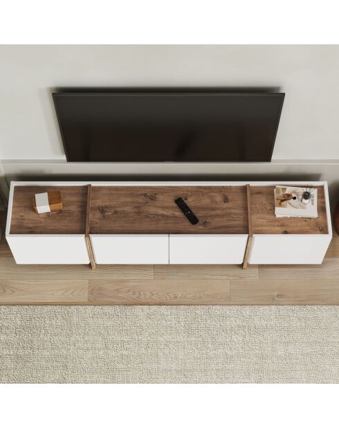 Lowen Fernsehtisch aus weißer Kiefer/Atlantikkiefer - 180x46x35 cm