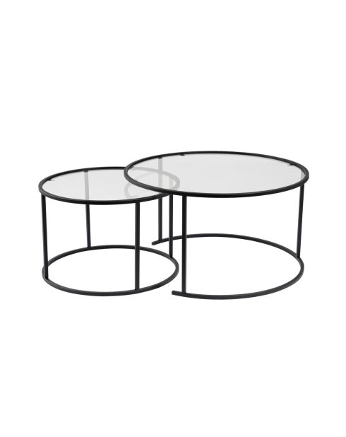 Aurum 80 salontafelset, 60 zwart/transparant - 80x43x80 cm/60x39x60 cm
