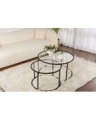 Aurum 80 salontafelset, 60 zwart/transparant - 80x43x80 cm/60x39x60 cm