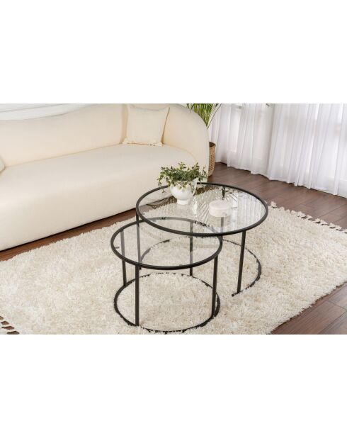 Aurum 80 salontafelset, 60 zwart/transparant - 80x43x80 cm/60x39x60 cm