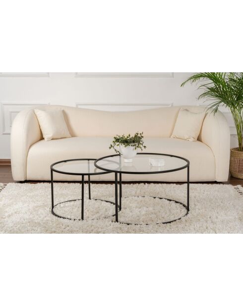 Aurum 80 salontafelset, 60 zwart/transparant - 80x43x80 cm/60x39x60 cm