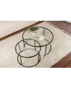 Aurum 80 salontafelset, 60 zwart/transparant - 80x43x80 cm/60x39x60 cm
