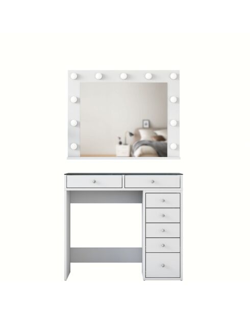 Table de maquillage BJ117 - 2788 blanche - 90x79,8x44,5 cm/90x71,8 x15 cm