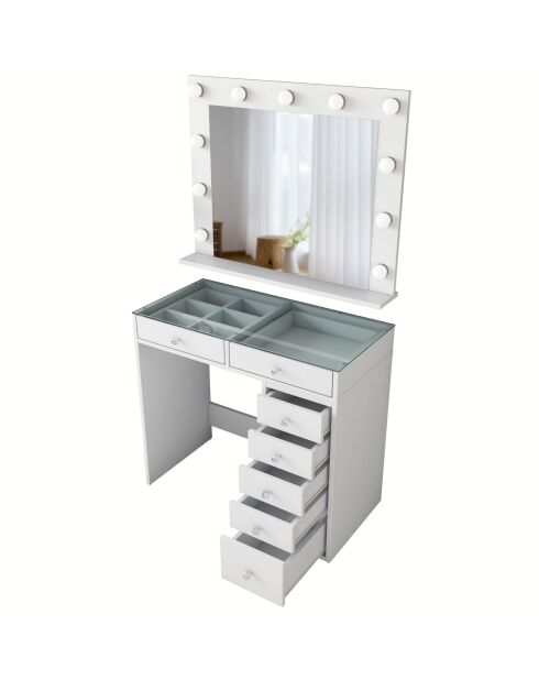 Table de maquillage BJ117 - 2788 blanche - 90x79,8x44,5 cm/90x71,8 x15 cm