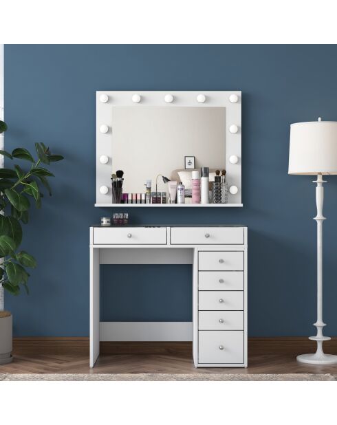 Table de maquillage BJ117 - 2788 blanche - 90x79,8x44,5 cm/90x71,8 x15 cm