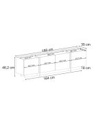 Mueble TV Lowen antracita/negro - 180x46x35 cm