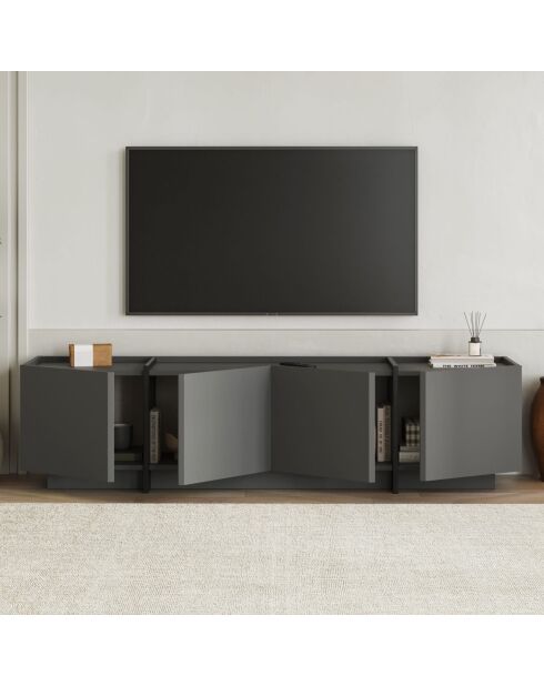 Mueble TV Lowen antracita/negro - 180x46x35 cm