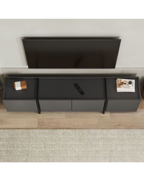 Mueble TV Lowen antracita/negro - 180x46x35 cm