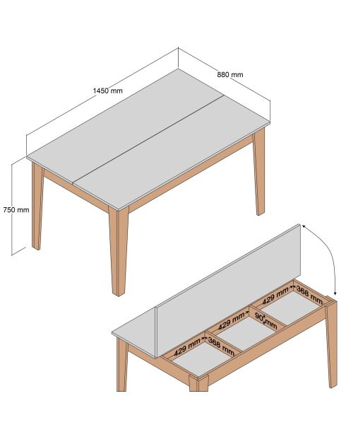 Walnotenhouten eettafel Milan 516 - 145x75x88 cm