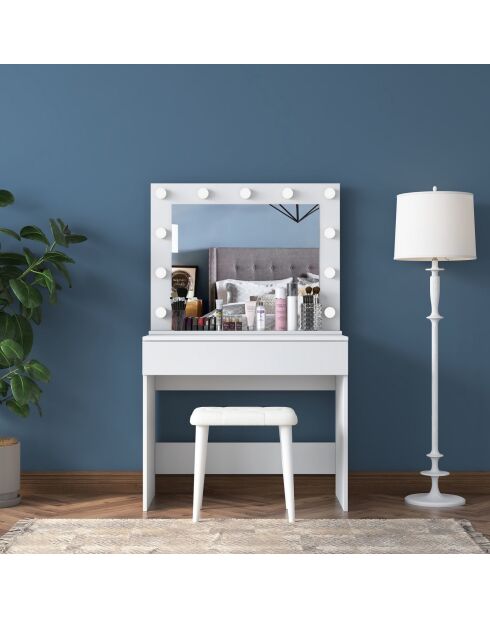 BJ161 make-uptafel - 4000 wit - 90 x 76,8 x 45 cm/90 x 71,8 x 15 cm/45 x 45 x 35 cm