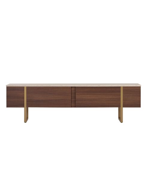Meuble TV Onera travertin/noyer milano/doré - 180x50x30 cm
