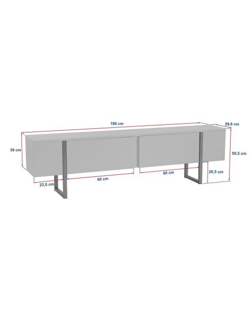 Meuble TV Onera travertin/noyer milano/doré - 180x50x30 cm
