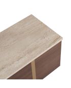 Meuble TV Onera travertin/noyer milano/doré - 180x50x30 cm