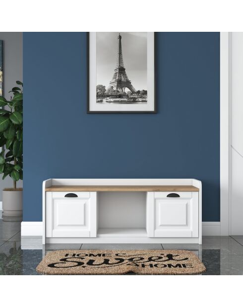 Meuble à chaussures P2 1808 blanc/noyer - 120x45x40 cm
