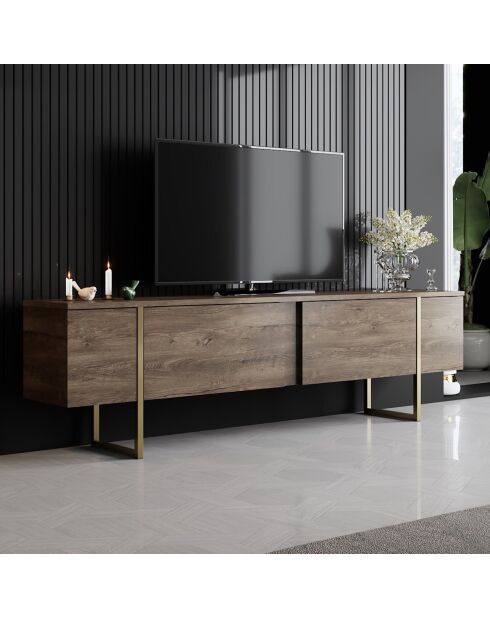 Set de muebles de salón Luxe Set de nogal y dorado - 180x30x47 cm/90x39x40 cm