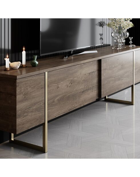 Set de muebles de salón Luxe Set de nogal y dorado - 180x30x47 cm/90x39x40 cm