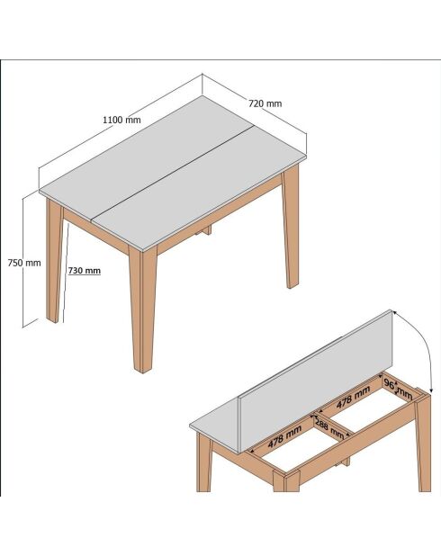 Kiev 507 notenhouten keukentafel - 110x75x72 cm