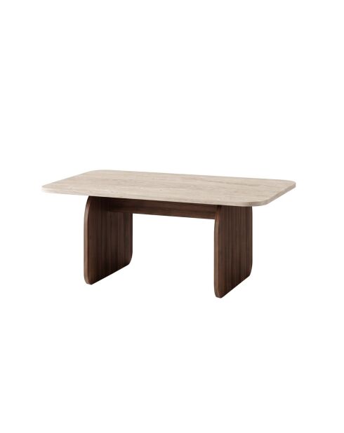 Pietra Travertine/Milan notenhouten salontafel - 100x42x60 cm