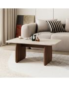 Pietra Travertine/Milan notenhouten salontafel - 100x42x60 cm