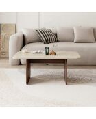 Pietra Travertine/Milan notenhouten salontafel - 100x42x60 cm