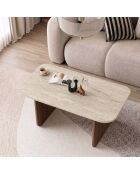 Pietra Travertine/Milan notenhouten salontafel - 100x42x60 cm