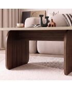 Pietra Travertine/Milan notenhouten salontafel - 100x42x60 cm