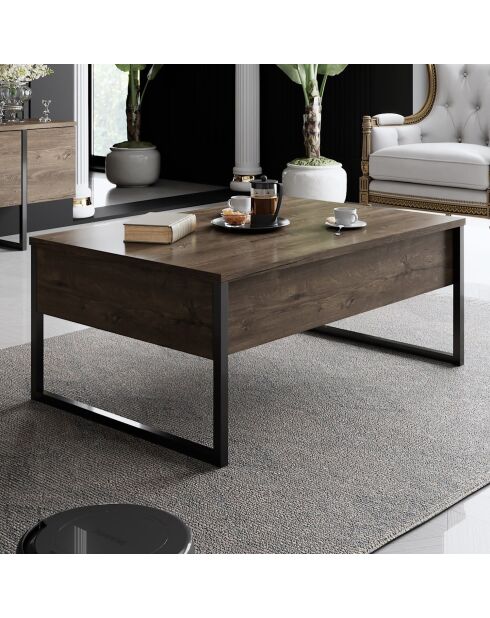 Set de muebles de salón Luxe Set de nogal y negro, 180 x 30 x 47 cm/90 x 39 x 40 cm