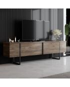 Set de muebles de salón Luxe Set de nogal y negro, 180 x 30 x 47 cm/90 x 39 x 40 cm
