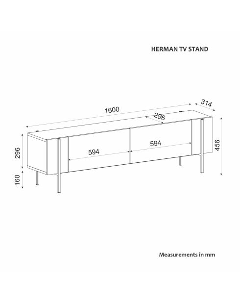 Porta TV Herman in noce - 160x45,6x31,4 cm