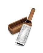 Rallador de granos con asa y recipiente de madera de acacia