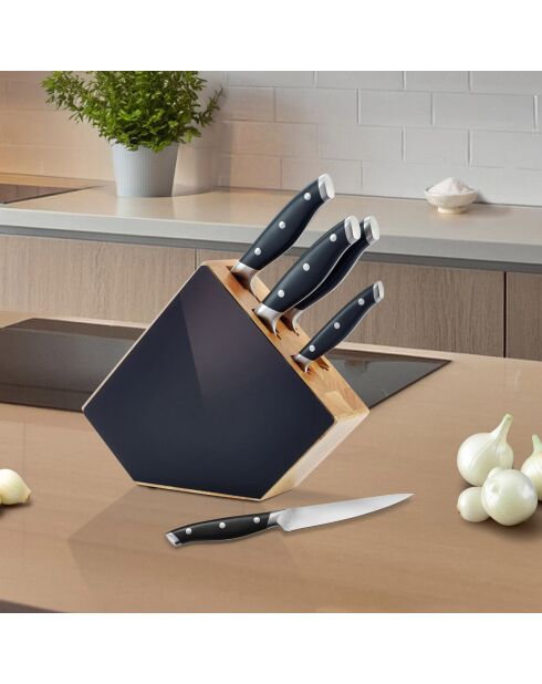 Grand Chef - Bloc 5 couteaux de cuisine noir