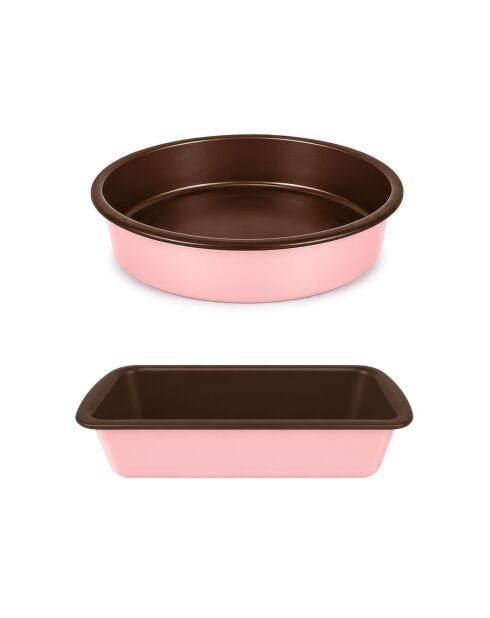 Le Duo du Goûter Dolce 1 moule à manqué D.26cm et 1 moule à cake 25 cm rose